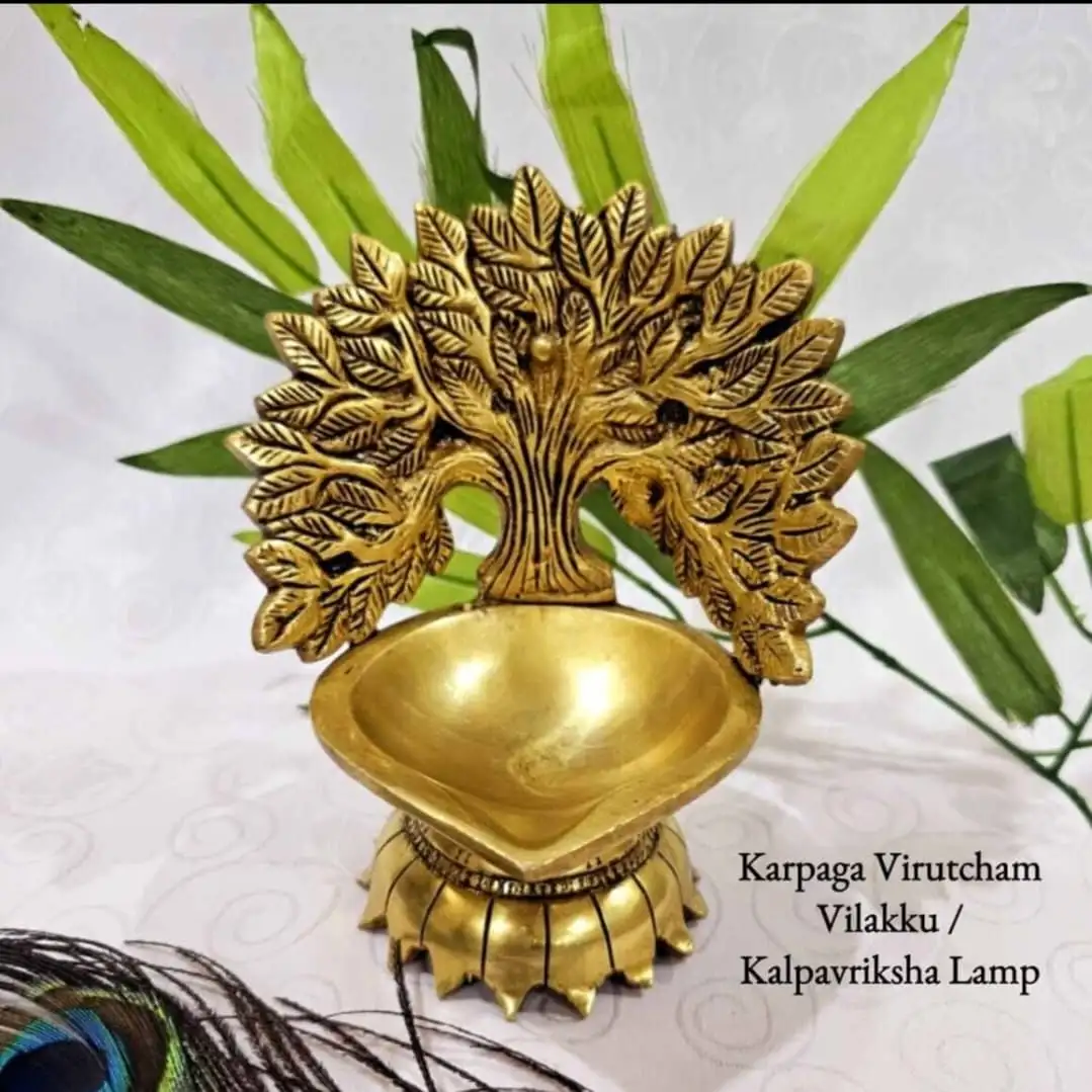 Kalpavriksha Tree / Karpaga Virutcham Lamp Brass Antique Finish - image 3