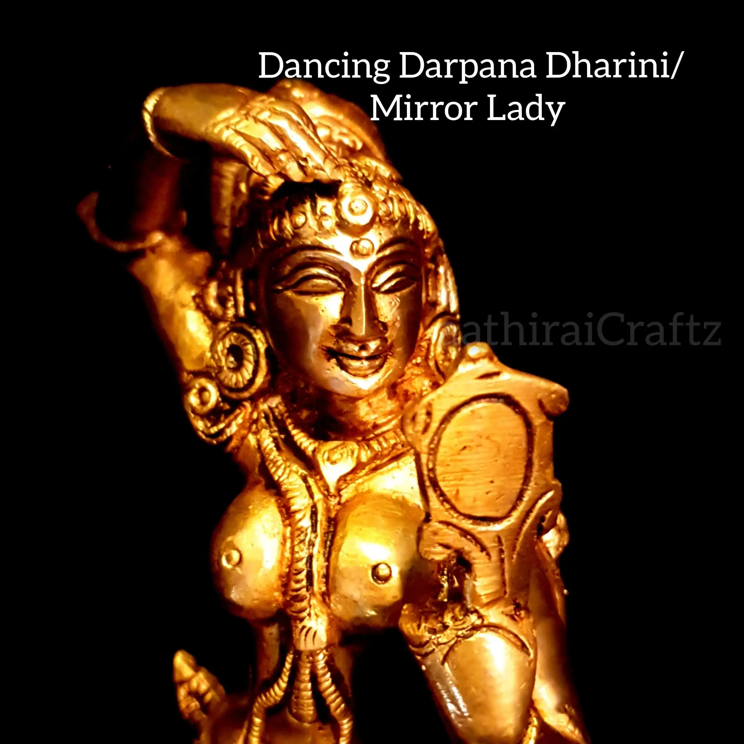 Dancing Darpana Dharini / Mirror Lady  Brass Antique Finish - image 5
