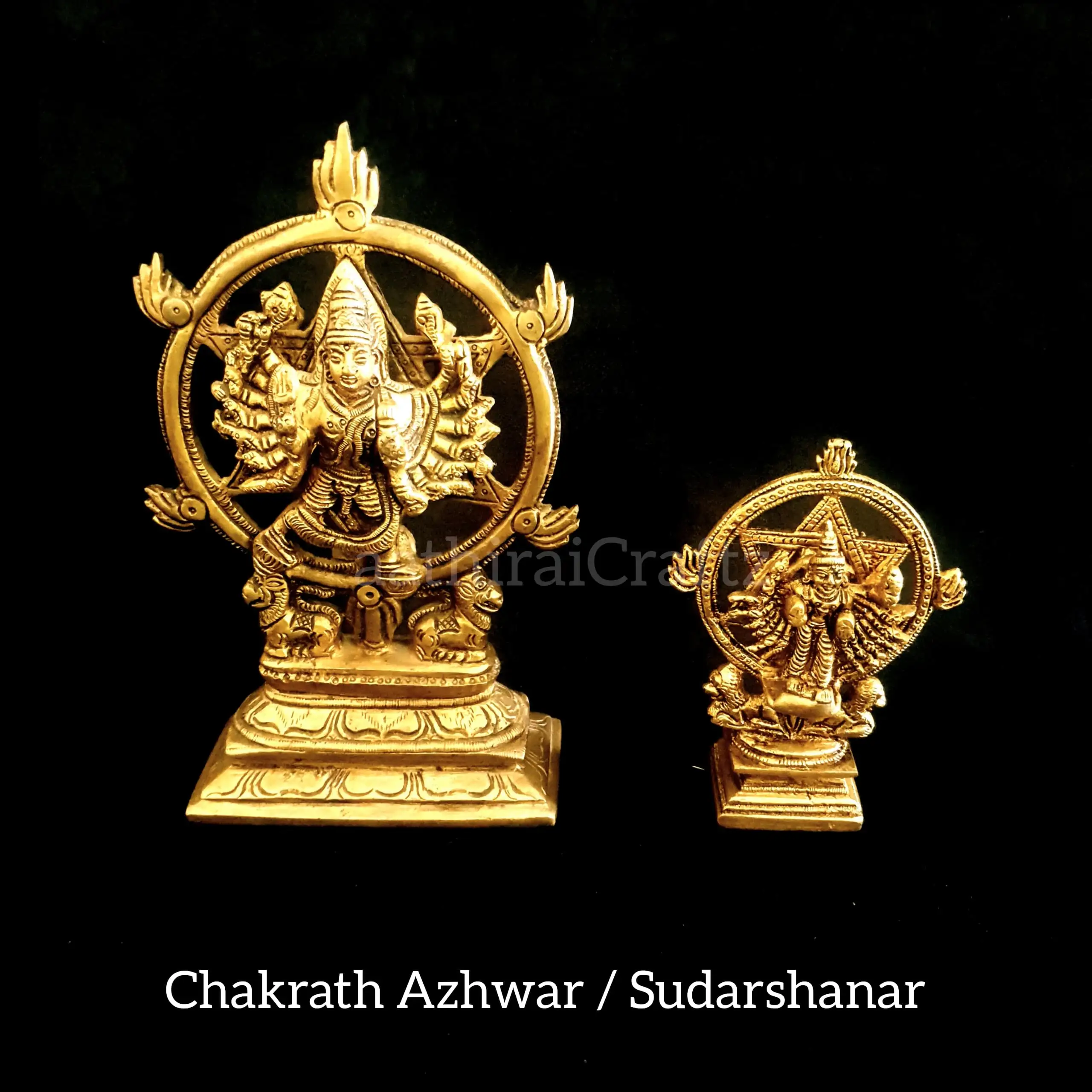 Chakrath Azhwar / Sudarshanar Brass Antique Finish - Large - image 3