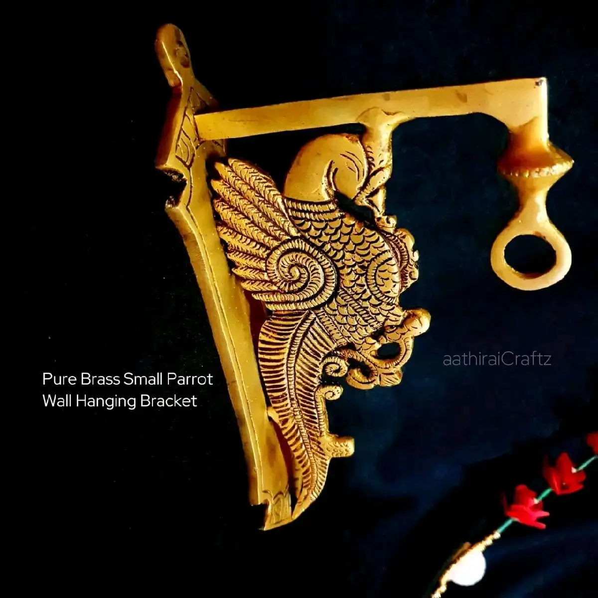 Pure Brass Small Parrot Wall Hanging Bracket Masterpiece - image 2