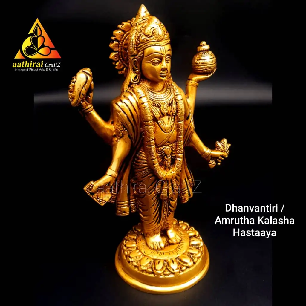 Dhanvantiri / Amrutha Kalasha Hastaaya Danvandri Sculpture - image 3