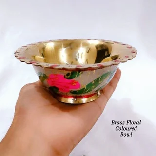 Brass Floral Coloured Bowl - image 3