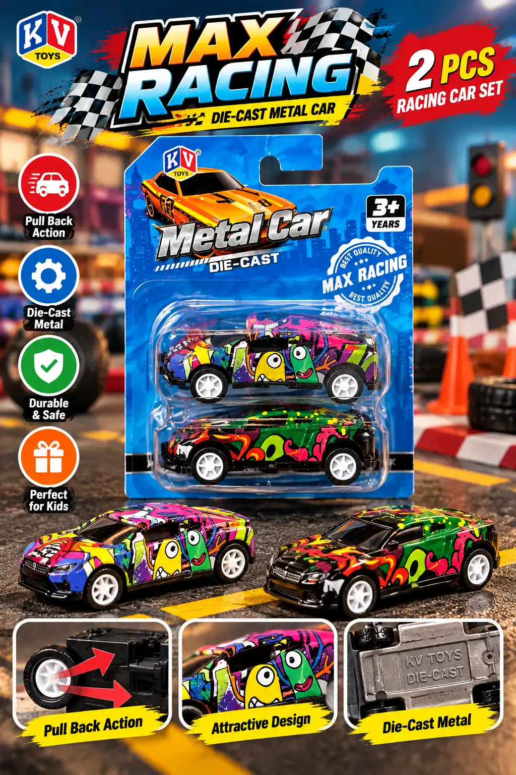 KV Toys Max Racing Die-Cast Car Set - 2 Pieces